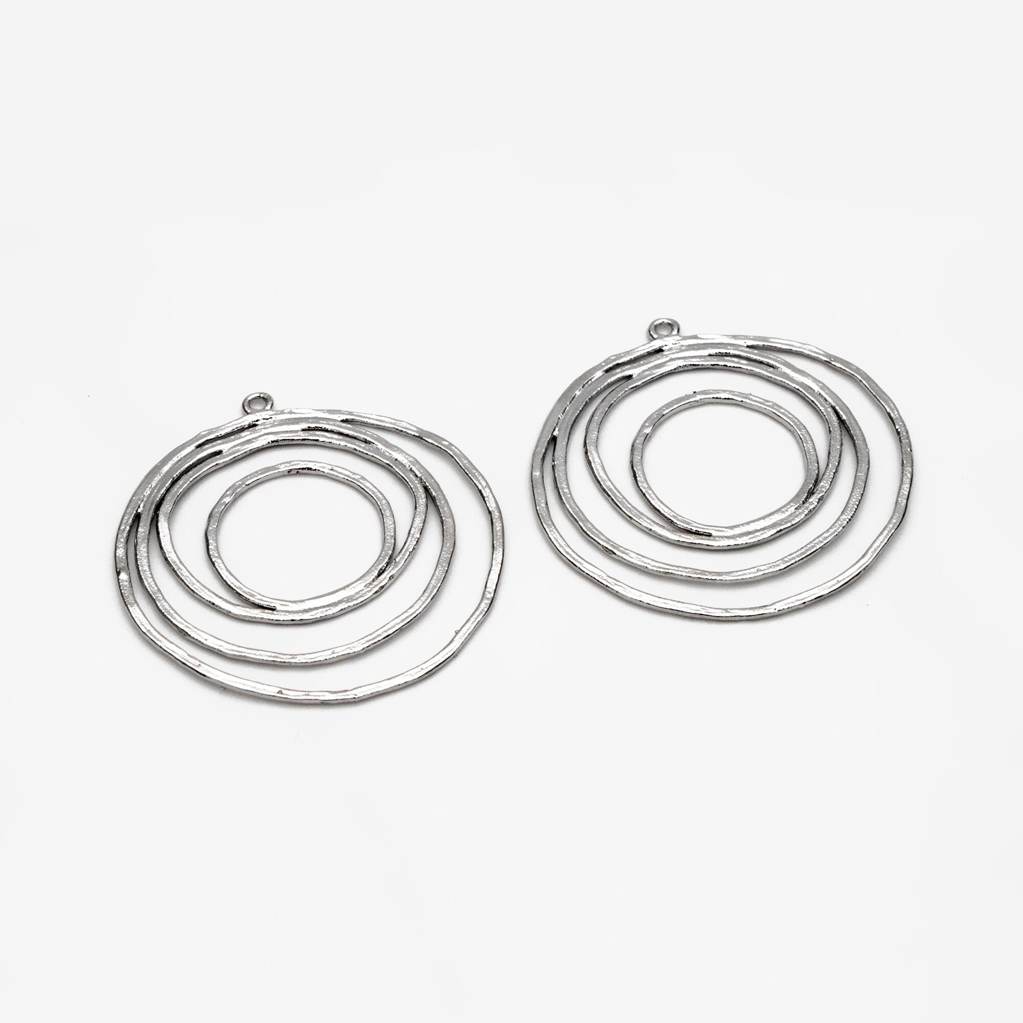 10pcs Gold/ Silver tone Circle Pendants 32x29mm, Gold/ Rhodium plated Brass Hoops, Wired Round Loop Charms (GB-955)